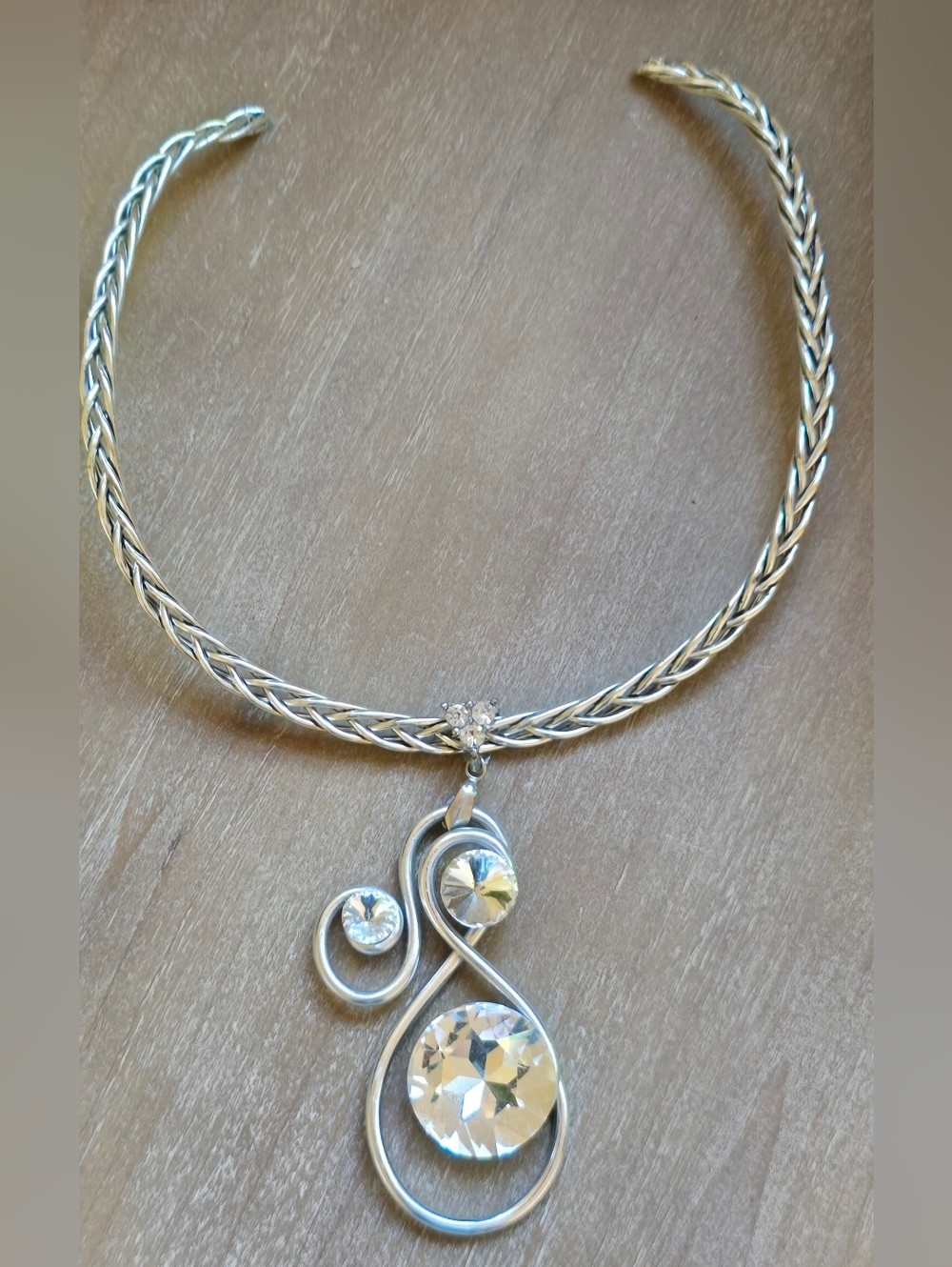 Silver-Tone Crystal Pendant Necklace